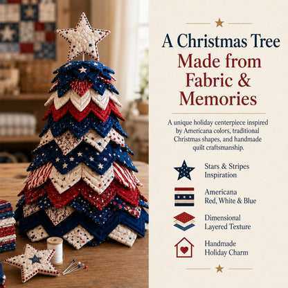 🔥Last Day 50% OFF -  🇺🇸 Americana Christmas Tree Quilt Kit | All-in-One Christmas Quilting Craft Kit
