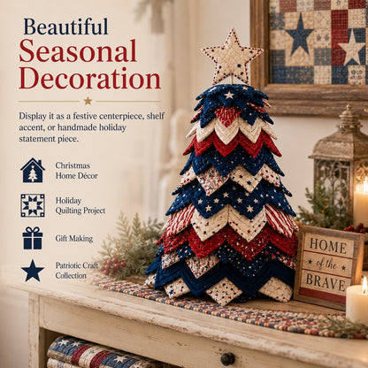 🔥Last Day 50% OFF -  🇺🇸 Americana Christmas Tree Quilt Kit | All-in-One Christmas Quilting Craft Kit