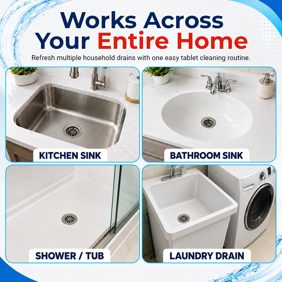 Deep-Cleaning Drain Tablets — Break Down Buildup, Remove Odors & Keep Water Flowing Freely