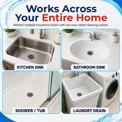 Deep-Cleaning Drain Tablets — Break Down Buildup, Remove Odors & Keep Water Flowing Freely