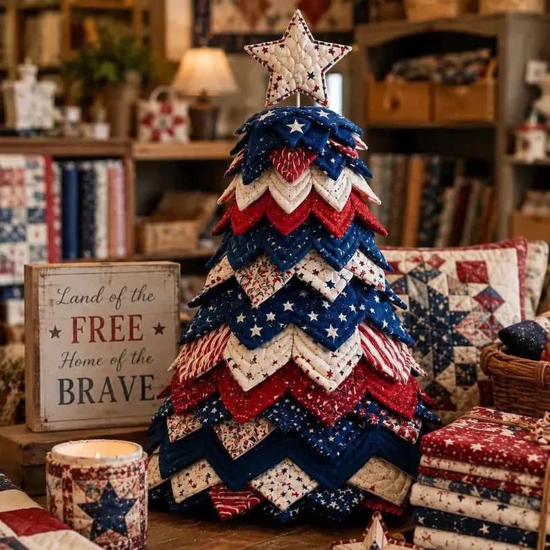 🔥Last Day 50% OFF -  🇺🇸 Americana Christmas Tree Quilt Kit | All-in-One Christmas Quilting Craft Kit