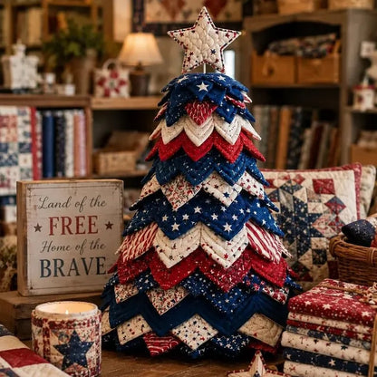 🔥Last Day 50% OFF -  🇺🇸 Americana Christmas Tree Quilt Kit | All-in-One Christmas Quilting Craft Kit