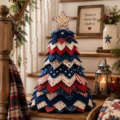 🔥Last Day 50% OFF -  🇺🇸 Americana Christmas Tree Quilt Kit | All-in-One Christmas Quilting Craft Kit